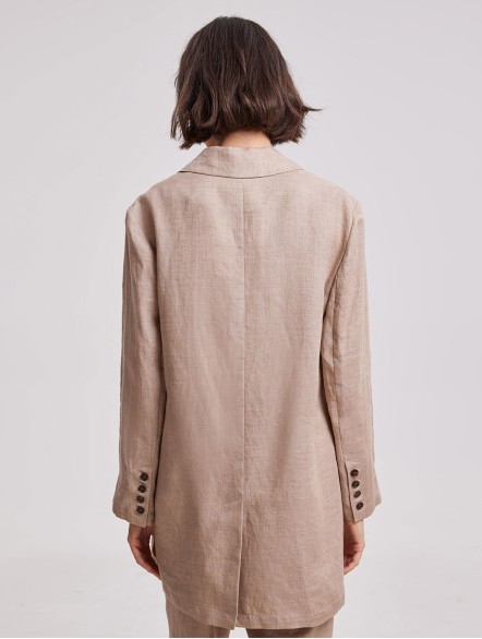 Single-Button Casual Linen Blazer