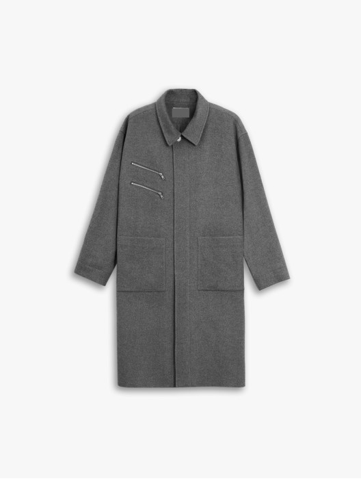 Double Zipper Wool Coat