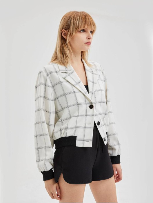Checkered Relaxed-Fit Jacket