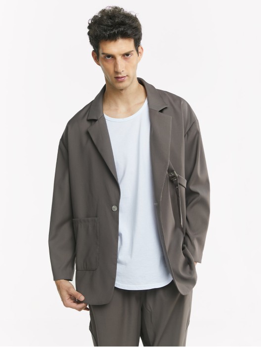Asymmetrical Flat Collar Blazer