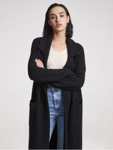 Maxi-length Knitted Yak Wool Cardigan